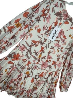 NWT INDIKAH BY ANGEL BIBA Floral Dress Sz S Drop Waist Rayon Boho Whimsigoth